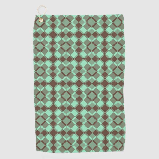 Grün Braun Karo Argyle-Muster Golfhandtuch (Vorderseite)