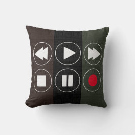 grün braun schwarze Tech Icons Rewind Fast Foward Kissen