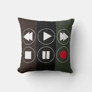 grün braun schwarze Tech Icons Rewind Fast Foward Kissen