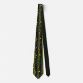 Grün, braun, Senf Ethnic Print gestreift Krawatte (Vorderseite)