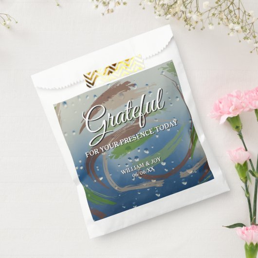 Grün, Braun und Beige Pinselstriche dankbar Geschenktütchen (Versiegelt)