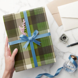 Grün Braun Wald Karo Moos Karomuster Geschenkpapier