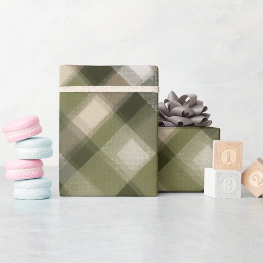 Grün Braun Wald Karo Moos Karomuster Geschenkpapier (Babyparty)