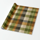 Grün Braun Wald Karo Moos Karomuster Geschenkpapier (Ungerollt)