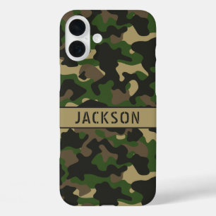 Grün-braune Tarnung Personalisiert iPhone 16 Plus Hülle