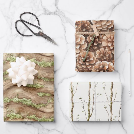Grün Brauner Baum Geschenkpapier Set (Vorderseite)