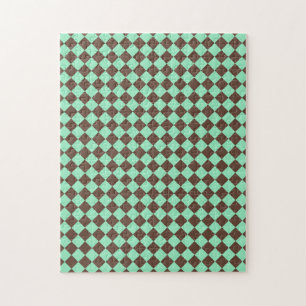 Grün Brauner Diamant-Schachbrettmuster Puzzle