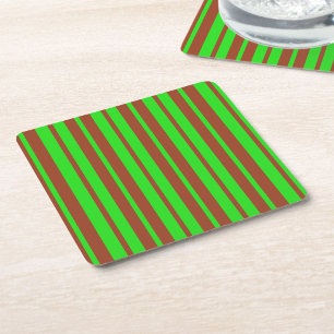 Grün-braunes stilvolles Streifenmuster-Design  Rechteckiger Pappuntersetzer