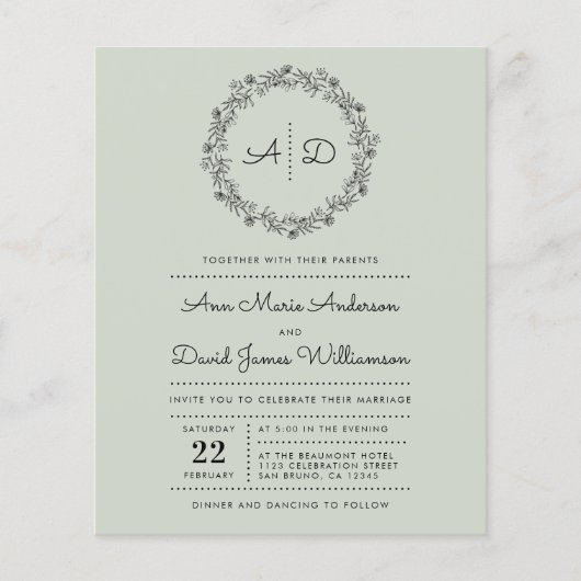 Grün | Budget Country Floral Wreath Wedding Foto (Vorderseite)