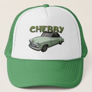 Grün-Chevrolet-Coupé 1950 auf Hut Truckerkappe