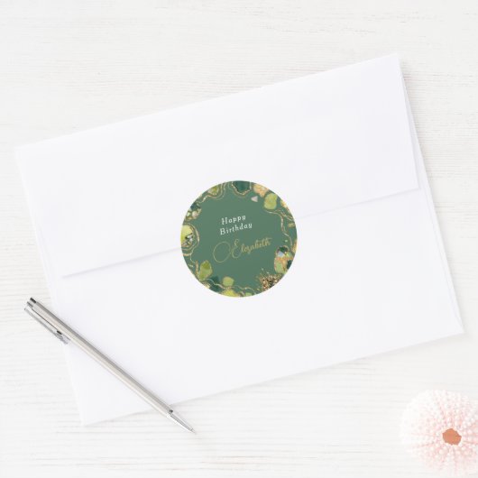 Grün chic Faux Gold Runder Aufkleber (Umschlag)