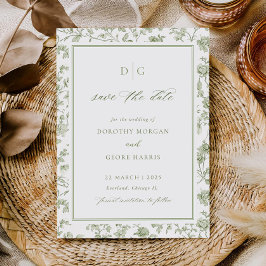 Grün Chinoiserie Save the Date Karte anzeigen