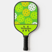 Grün Cool Mit Monogramm Pickleball Schläger (Rückseite)