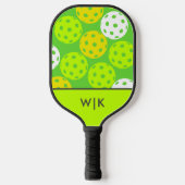 Grün Cool Mit Monogramm Pickleball Schläger (Vorderseite)