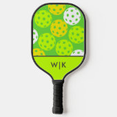 Grün Cool Mit Monogramm Pickleball Schläger (Rückseite)