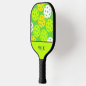 Grün Cool Mit Monogramm Pickleball Schläger (Links)