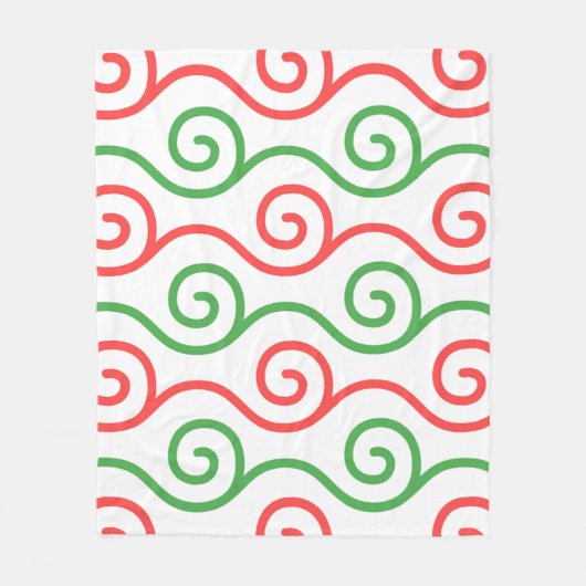 Grün Coole Weihnachtsfarbenspirale Wavy Muster Fleecedecke (Vorderseite)