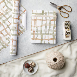 Grün Creme Beige Abstrakte Streifen Geschenkpapier