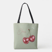 Grün Creme Rote Streifen Kirsche Tasche (Rückseite)