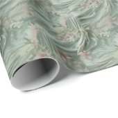 Grün, Creme, Seidenraupen und farbige Blume Geschenkpapier (Rolleneckpunkt)