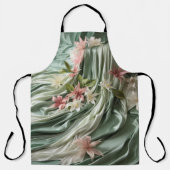 Grün, Creme, Seidenraupen und farbige Blume Schürze (Vorderseite)