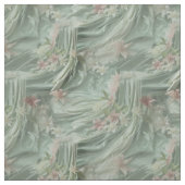 Grün, Creme, Seidenraupen und farbige Blume Stoff (Muster)