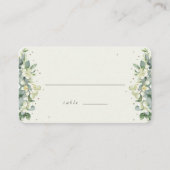 Grün/Creme Snowberry+Eukalyptus Wedding Flat Platzkarte (Vorderseite)