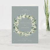 Grün/Creme Snowberry+Eukalyptus Winterhochzeit Programm (Vorderseite)