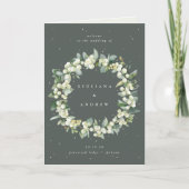 Grün/Creme Snowberry+Eukalyptus Winterhochzeit Programm (Vorderseite)
