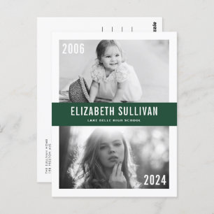 Grün damals und heute Abschluss für FotoCollage Postkarte