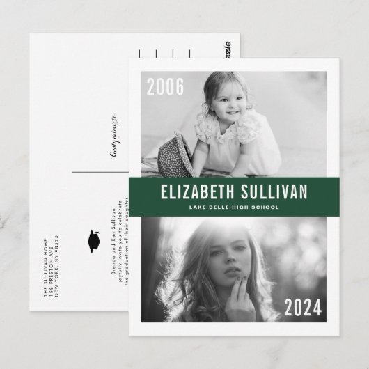 Grün damals und heute Abschluss für FotoCollage Postkarte (Vorne/Hinten)