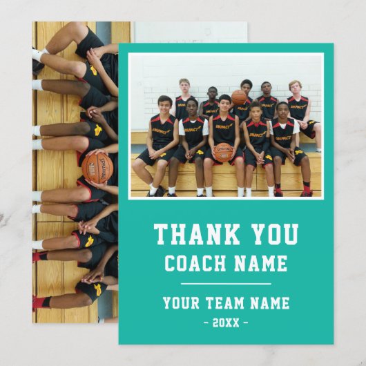 Grün Danke Trainer Karte Teamname Foto (Vorne/Hinten)