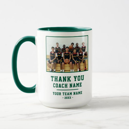 Grün Danke Trainer Teamname Foto Tasse (Links)