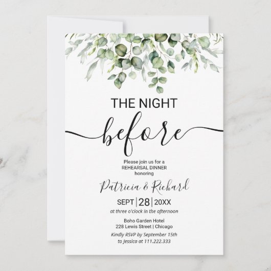 Grün Das Abendessen vor der Probe Einladung (Vorderseite)