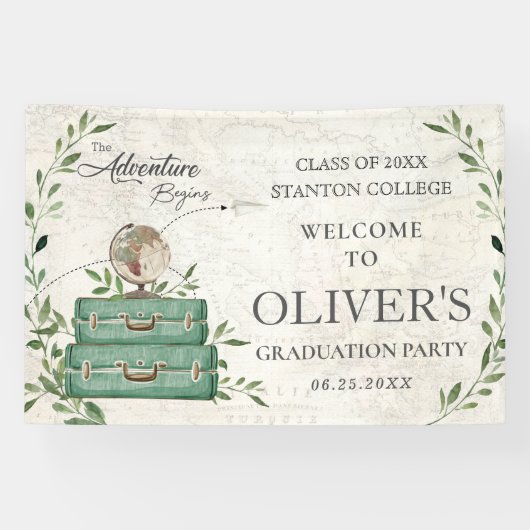 Grün Das Abenteuer beginnt Abschluss Willkommen Banner (Horizontal)