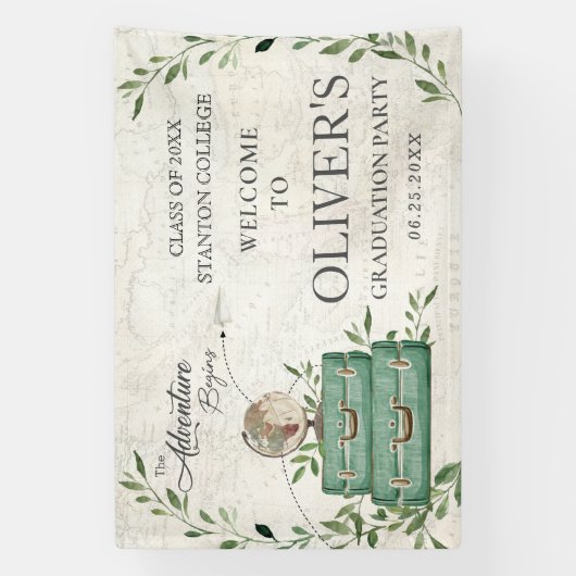 Grün Das Abenteuer beginnt Abschluss Willkommen Banner (Vertikal)