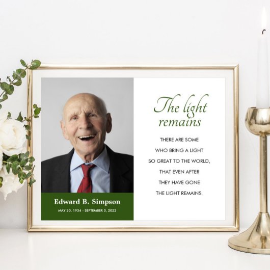 Grün das Licht bleibt Gedenkgedicht mit Foto Poster