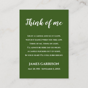 Grün denken Sie an mein Gedicht Feier der Lebenske Platzkarte