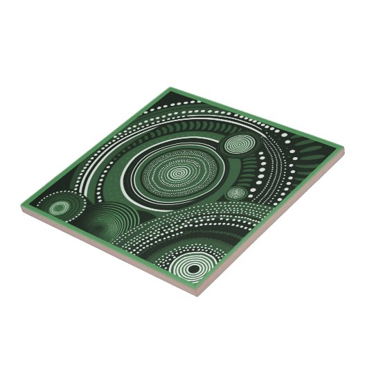 Grün der Aborigine-Kunst 9 Keramik Tile Fliese (Seite)