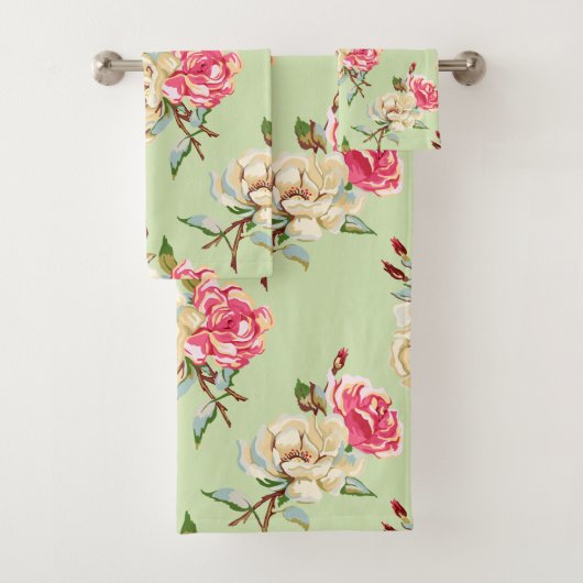 Grün der doppelten Rose Badhandtuch Set (Insitu)
