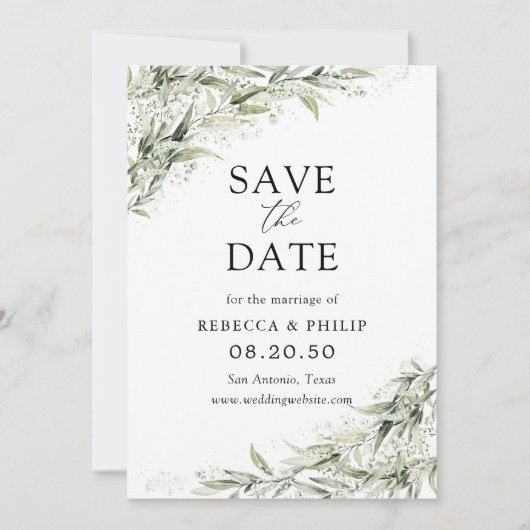 Grün der dunklen Seite Speichern Sie die Datumskar Save The Date (Vorderseite)