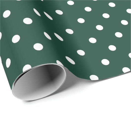 Grün der Jäger| Weißes Polka - Dot - Umhüllungspap Geschenkpapier (Rolleneckpunkt)