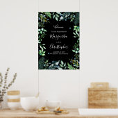 Grün der Waldlandschaft Schwarze Hochzeit Begrüßun Poster (Küche)