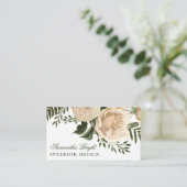 Grün der weißen Blume Blätter Visitenkarte (Stehend Vorderseite)