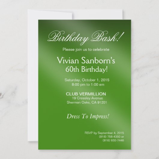 Grün des bezaubernde funkelnd Bomben-30. Einladung (Rückseite)