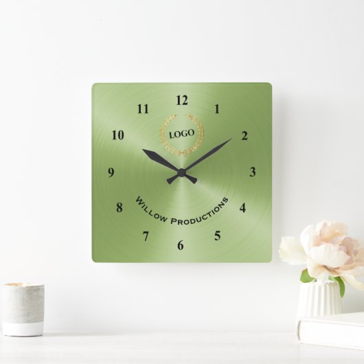 Grün des Firmenlogos Quadratische Wanduhr (Zuhause)