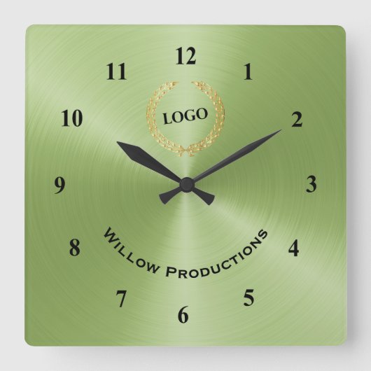 Grün des Firmenlogos Quadratische Wanduhr (Vorderseite)
