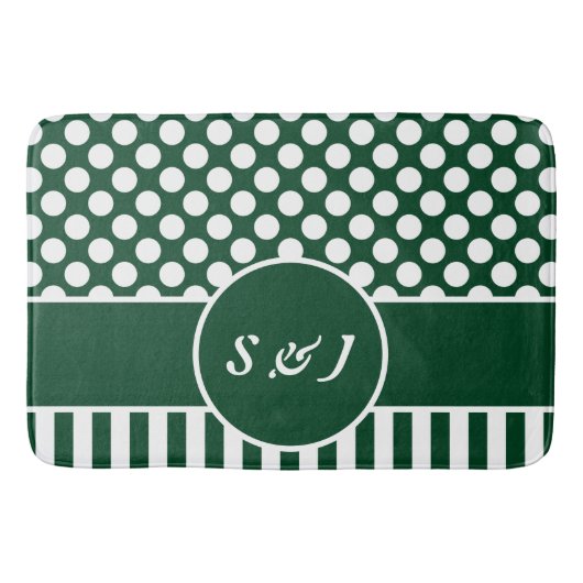 Grün des modernen geometrischen Musters Mit Monogr Badematte (Vorderseite)