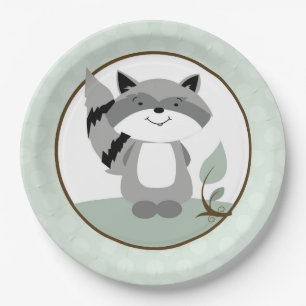 Grün des Waschbär-Waldnatur-Pappteller-  Pappteller