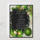 Grün die Uhr schlägt 12 Neujahrs-Party Einladung (Vorderseite)